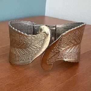 Vintage Spring Cuff Gold Botanical Bangle Bracelet